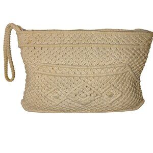 Macrame Crochet Woven Bag Purse Clutch Wristlet Handbag Vintage Bohemian Hippie